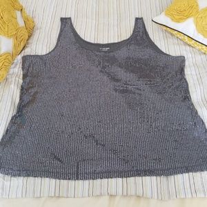 LANE BRYANT NWOT GREY SEQUINED FRONT TANK TOP